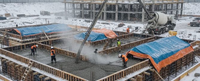 Зимнее бетонирование — заливка бетона в мороз в Бресте, ООО ПСМ